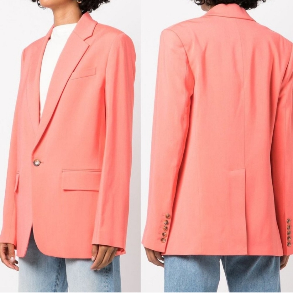 A.L.C. Dakota Single-Breasted Oversized Jacket in Maillot Salmon Pink Size 8 NWT
